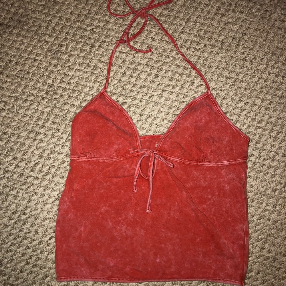 Strawberry Crop Top Tied Bow Shirt